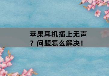 苹果耳机插上无声?问题怎么解决! 苹果耳机插上无声?问题怎么解决!-图片2